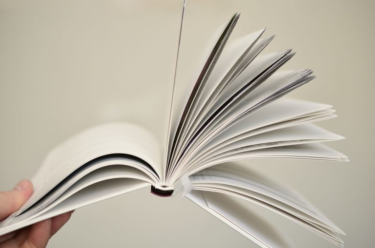 Ein aufgeschlagenes Buch, dessen Seiten aufgefächert sind